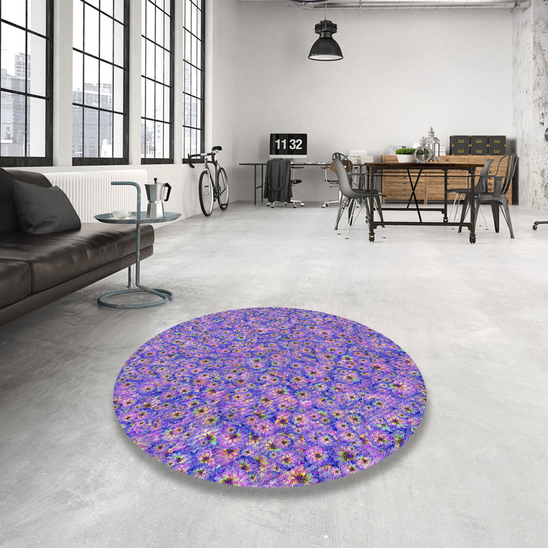 Tapis mauve/rose à tisser électrique, Rond 6 pi