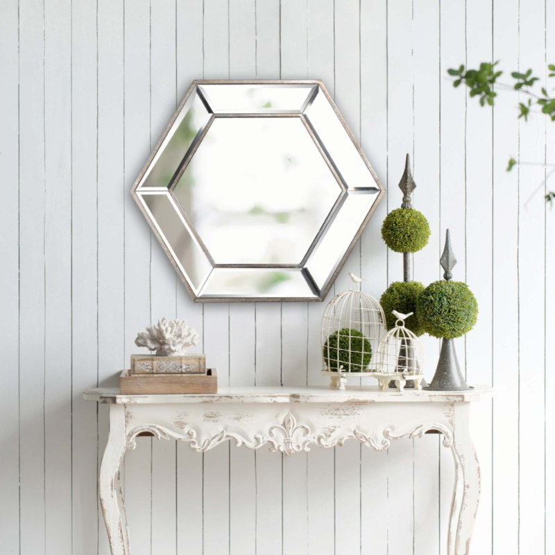 Glass Hexagon Mirror, 18.1'' H x 18.1'' W