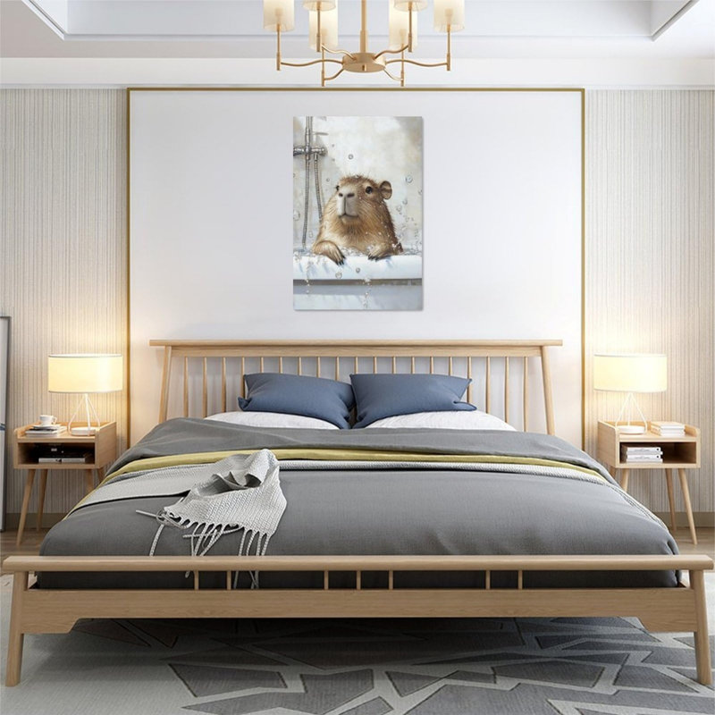 Drôle d'art mural sur toile sans cadre 16 po x 24 po Capybara