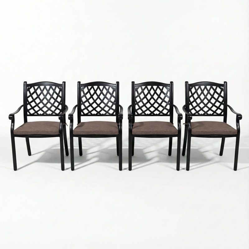 Stacking Patio Dining Armchair with Cushion