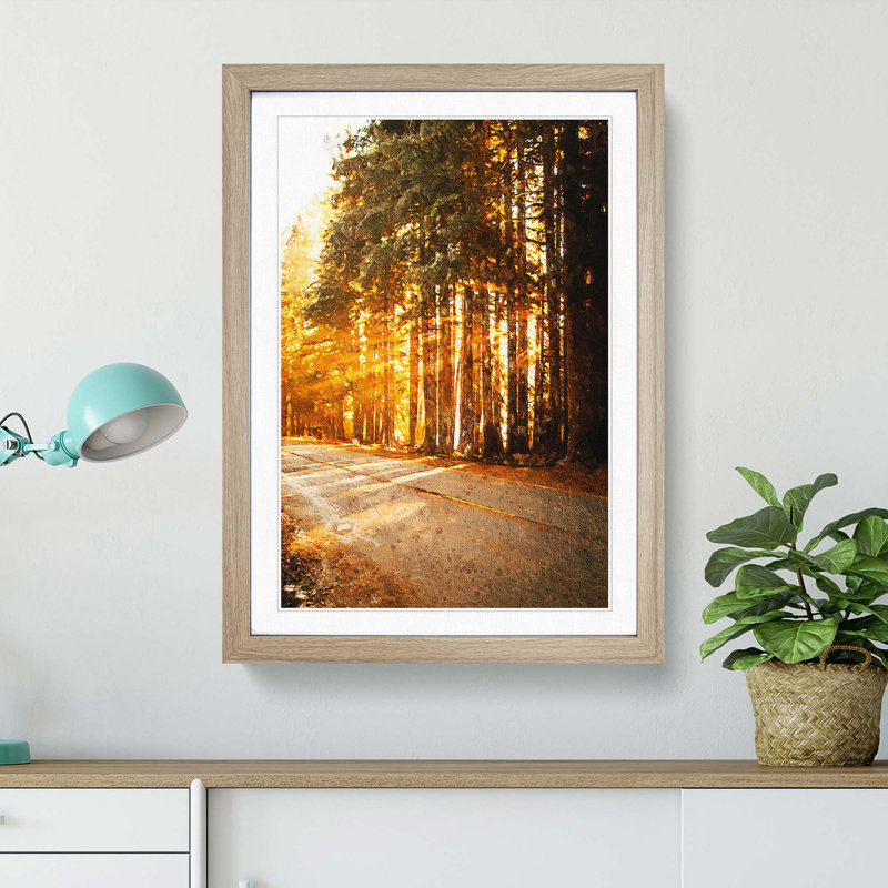 Sunlight Through the Forest - Framed Print, 48cm H x 36cm W x 2cm D, Oak Framed