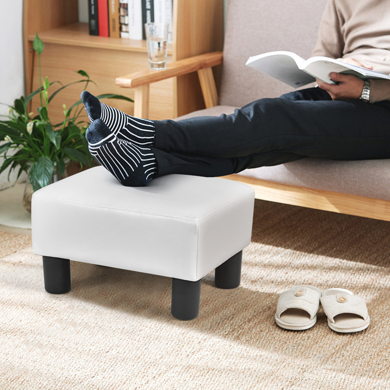 Nasira 40 cm W Rectangle Footstool, White