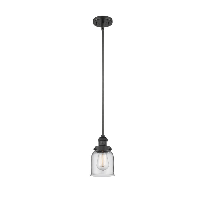 Luminaire suspendu en forme de cloche à 1 lumière Dominica, Transparent, Noir mat, H 10 po x l 5 po x P 5 po