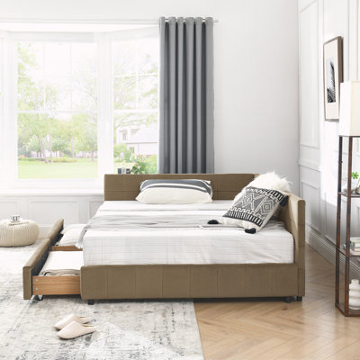 Structure de lit double pleine grandeur avec rangement
