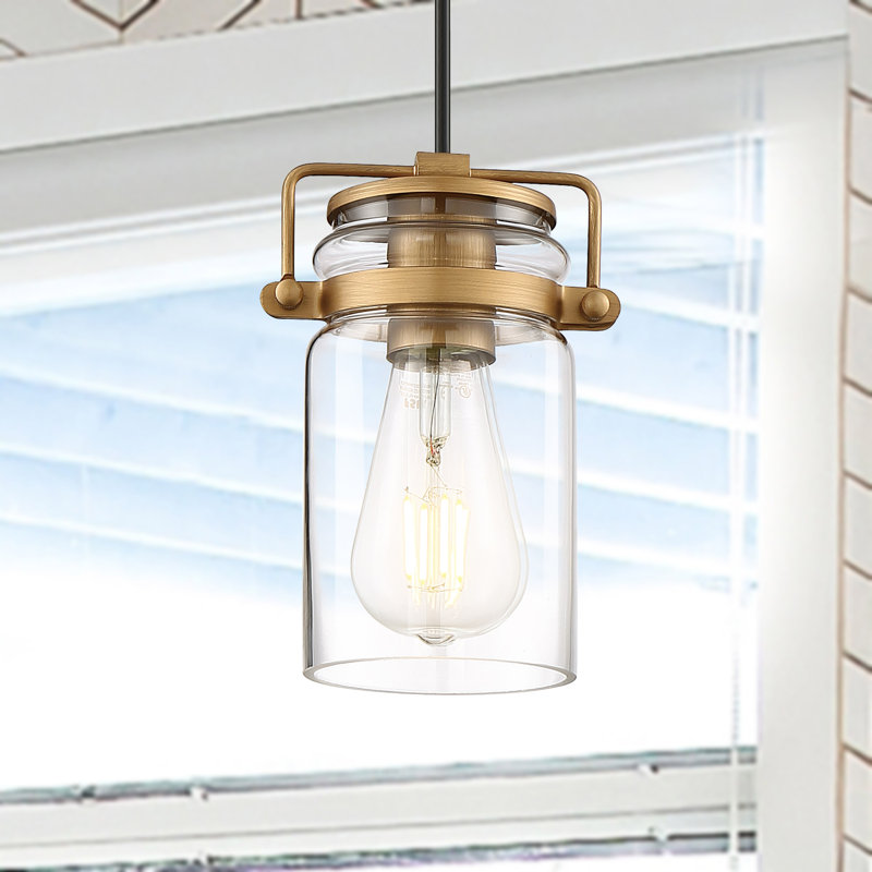 Luminaire suspendu en pot 1 lumière Malaki, Laiton rétro