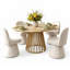 Ensemble de table de salle à manger pour 4 personnes avec table ovale extensible et 4 chaises pivotantes rembourrées en tweed-1892852054