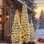 8FT, 6FT, 4FT Pre-Lit Pencil Christmas Trees, 3-Set Slim Artificial Christmas Tree With Snow Flocking, Xmas Holiday Decoration Tree, 1455 Branch Tips, 520 LED Lights, 11 Lighting Modes