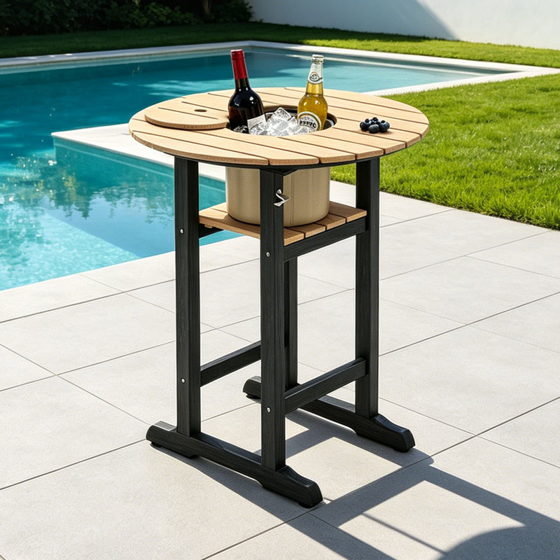 31.5 Inch All-Weather Patio Bar Table, Round HDPE Outdoor Table