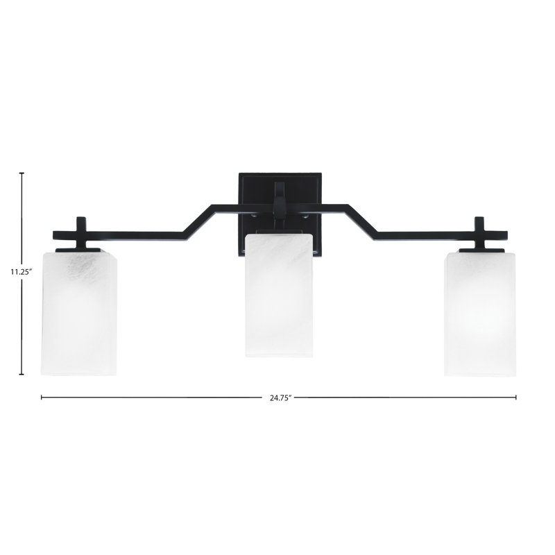 Barre d'éclairage de salle de bain 3 lumières Corbin, Noir mat