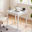 White Square Desk 29.5", Solid Wood Legs Writing Desk, Compact Modern Computer Desk for Small Space Home Office