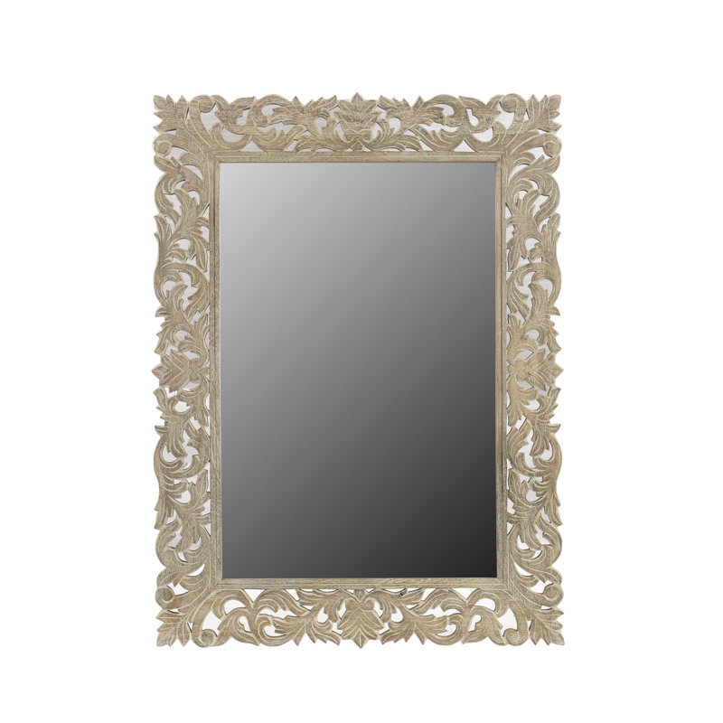 Harleen Solid Wood Flat Mirror, Limestone Beige
