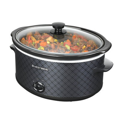 West Bend 6-quart Pattern Slow Cooker, Manual, Black