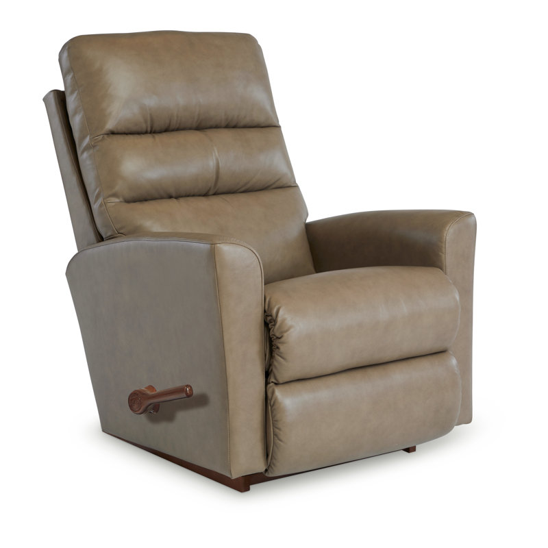 Fauteuil inclinable manuel en cuir Liam, Match de cuir galet, À bascule