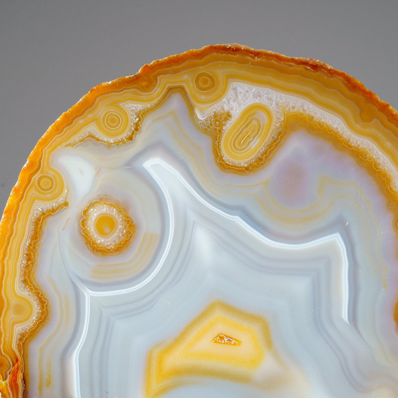 Genuine Banded "Smiley Face" Quartz Agate Slice from Brazil (0.6 Lbs)