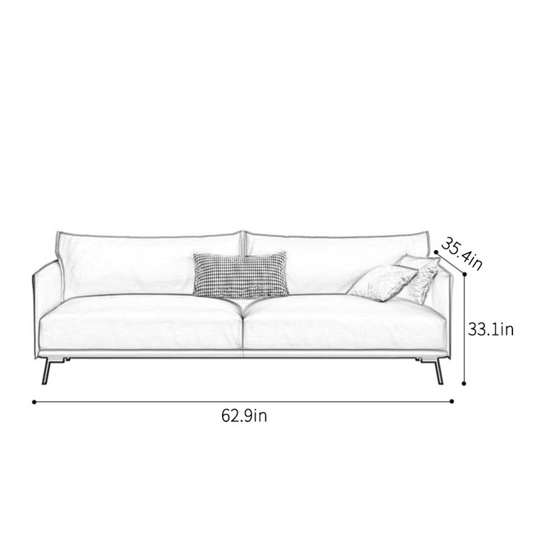 Canapé simple et moderne de style italien, H 33,1 po x l 62,9 po x P 35,4 po, 2