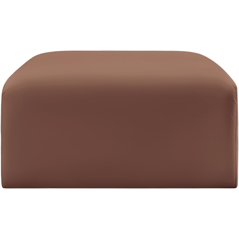 Hristea Upholstered Ottoman, Cognac Vegan Leather