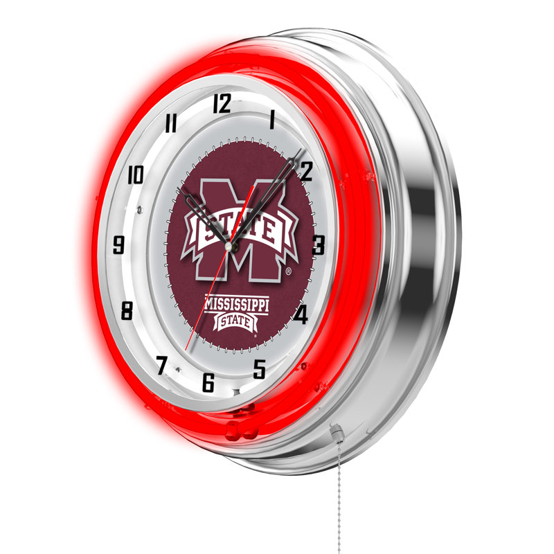 Horloge néon de 19 po NCAA, Mississippi State Bulldogs