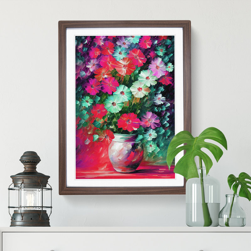 Vase Of Flowers No.2 - Single Picture Frame Painting, 34cm H x 25cm W x 2cm D, Walnut 