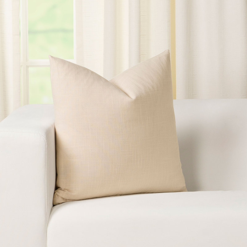 Housse de coussin décoratif en polyester Zoa, Crème, Carré 22 po, Polyester