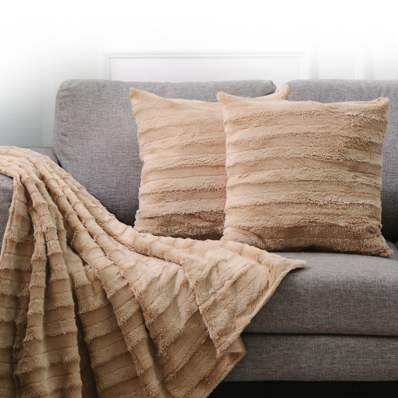 Rust Faux Fur Square Decorative Pillow Set of 2