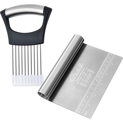 Stainless Steel Bench Scraper & Onion Holder