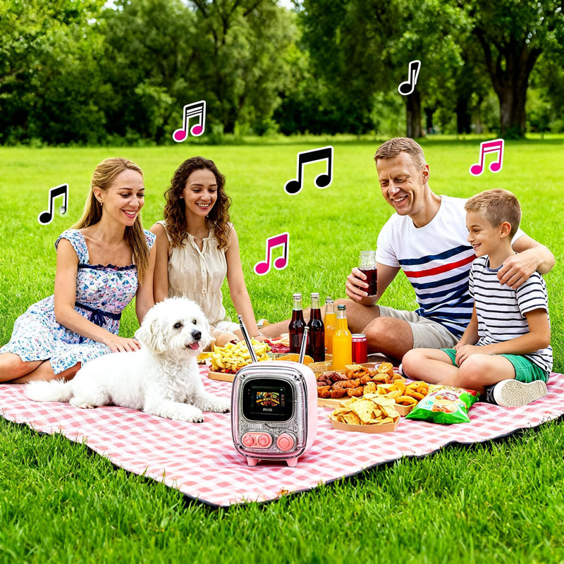 Haut-parleur Bluetooth Retro Pixel, affichage personnalisé Pixel Art, réveil et mode veille White Noise (rose), Rose