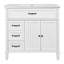 Meuble-lavabo 36 po avec lavabo, armoire de salle de bain avec tiroirs, cadre et panneau de fibres à densité moyenne, un paquet, blanc-110406858