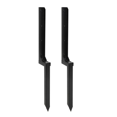 Fence Post Repair Stakes, 11-Gauge Steel Ground Anchors for Fixing Broken or Leaning Wood Fence Posts, 2-Pack, Black