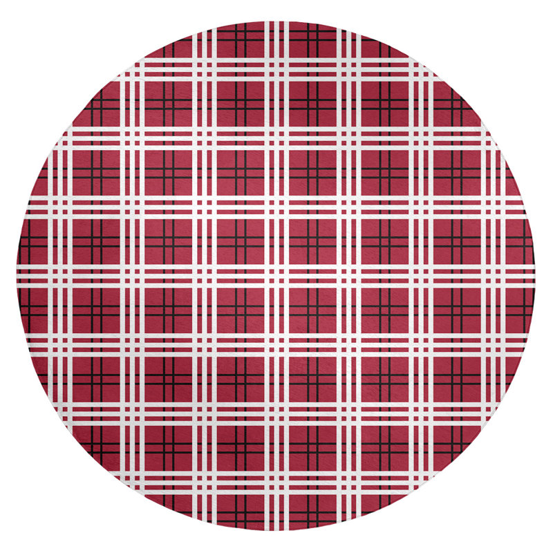 Plaid Indoor Rug, Round 5'