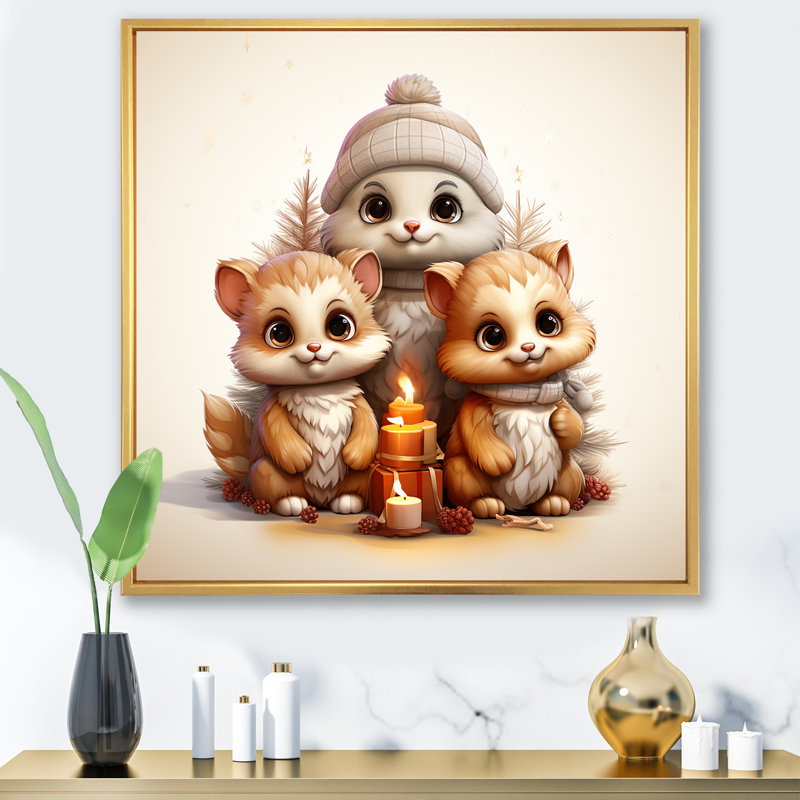 Joyfull Nursery Teddy Bears II - art mural de l'ours en peluche, Cadre flottant doré, 16" H x 16" W