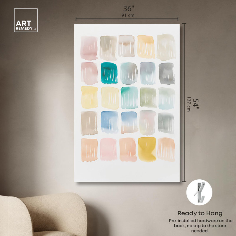 «Palette of Calm», art abstrait vert par Art Remedy, Toile tendue, 54" H x 36" W x 1.5" D