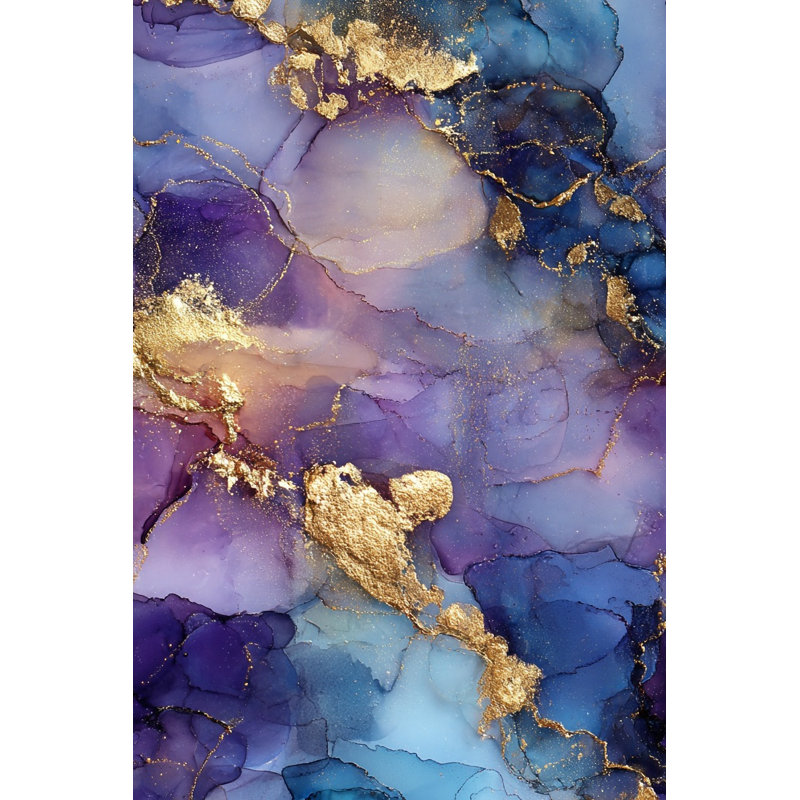 Abstract Marble Wallpaper Blue Gold Wall Mural
