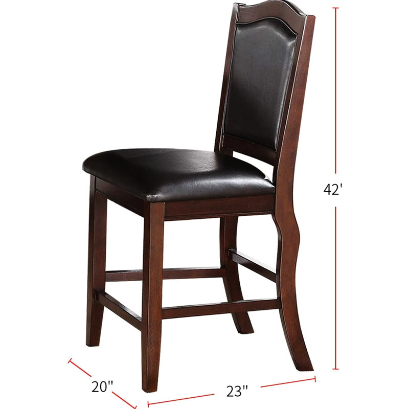 Table de salle à manger à hauteur de comptoir transitionnelle avec tablette et 4 chaises en bois massif
