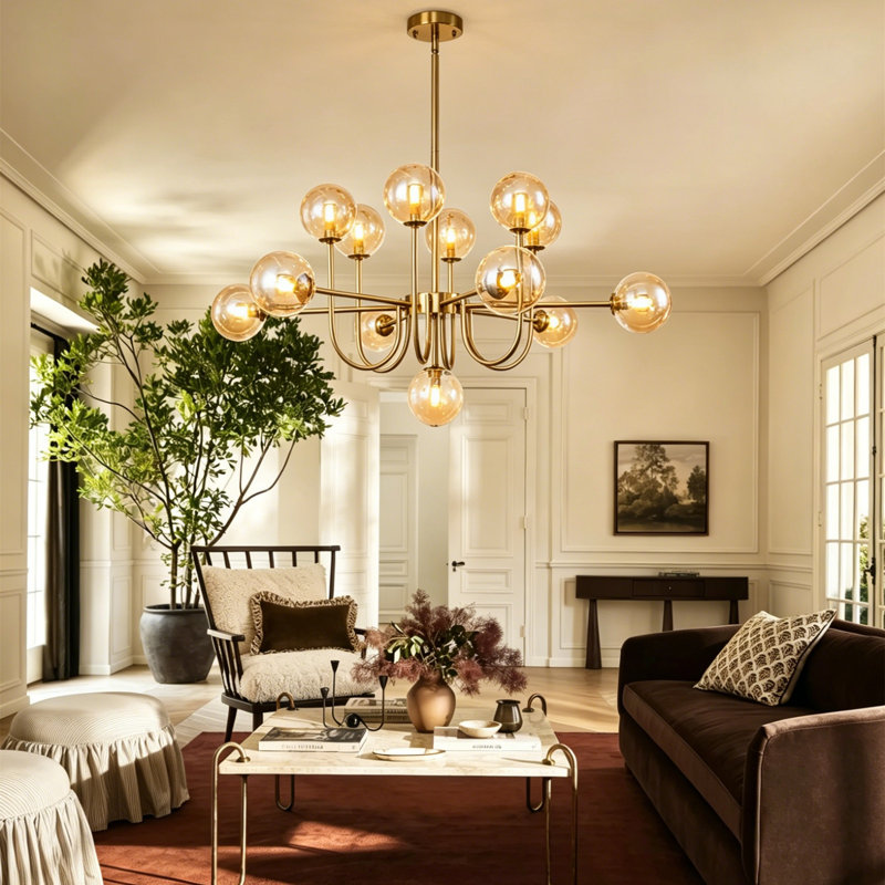 Rael 13-Light Sputnik Chandelier , Gold/Amber