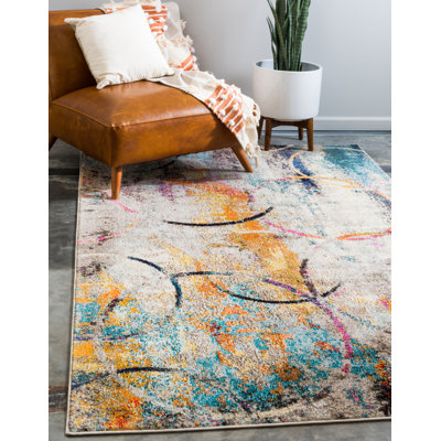 Dews Washable Abstract Indoor Rug