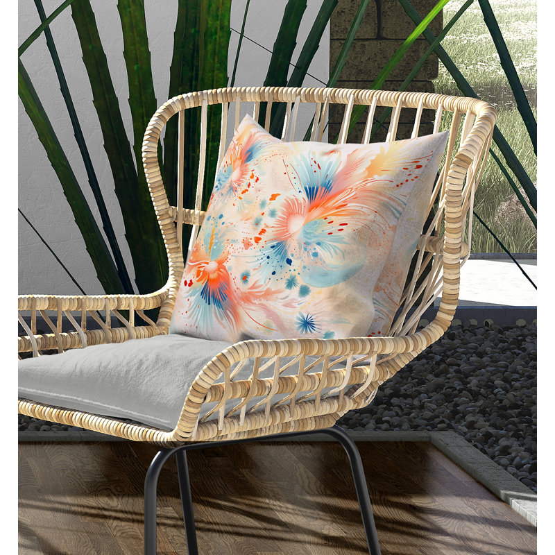 Coussin Vibrant Brushstrokes Broadcloth, H 20 po x l 20 po, Rose / orange