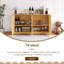 Meuble télé 31 po en bois naturel avec coin arrondi et armoire de rangement-1868585273
