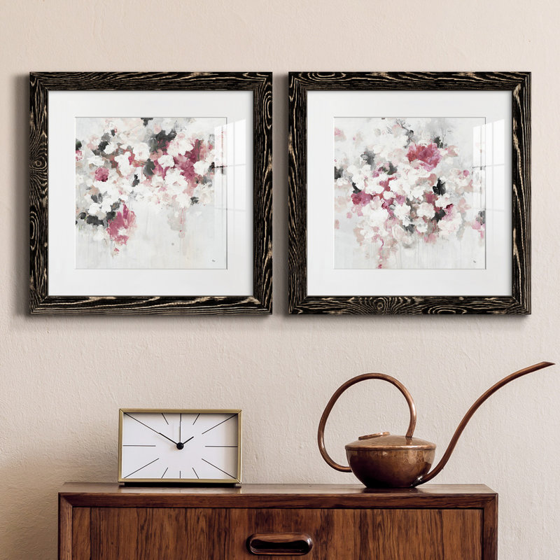 Floral Muse III - ensemble de 2 reproductions d'art sur papier, H 20 po x l 40 po x P 1,5 po, Cadre noir