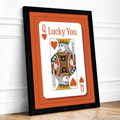 Lucky Queen of Hearts Vintage 1 Piece Single Picture Frame Wall Art