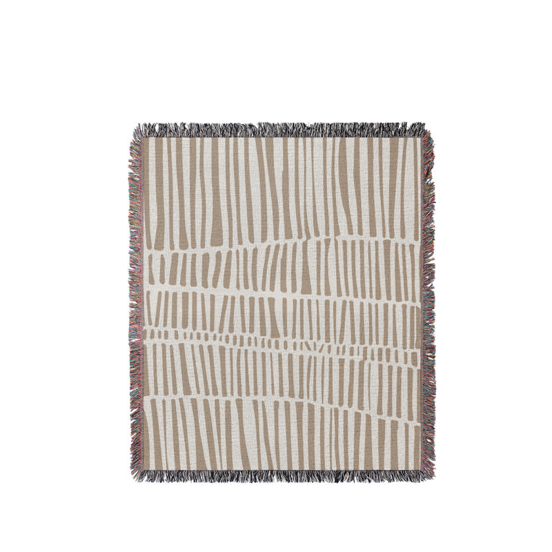 Jeté en coton Afia Tribal, Simple, Beige