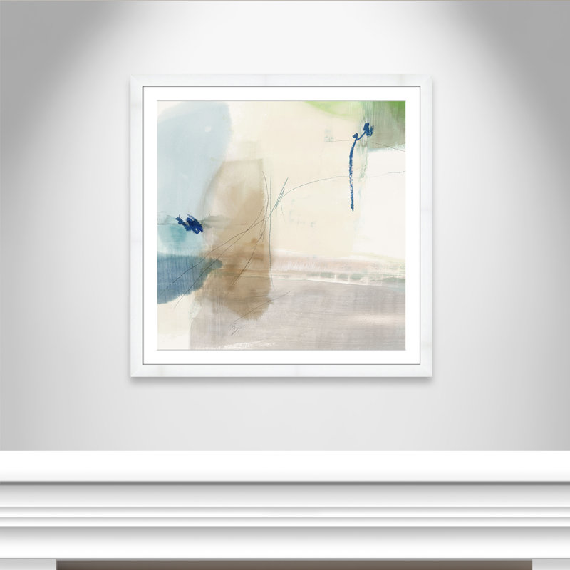 «Aquamarine Whispers II» par Casa Fine Arts, Cadre blanc, H 37,5 po x l 37,5 po