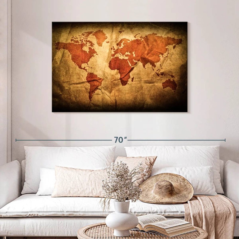 Aliaz Wrinkled World Map, 30" H x 45" W
