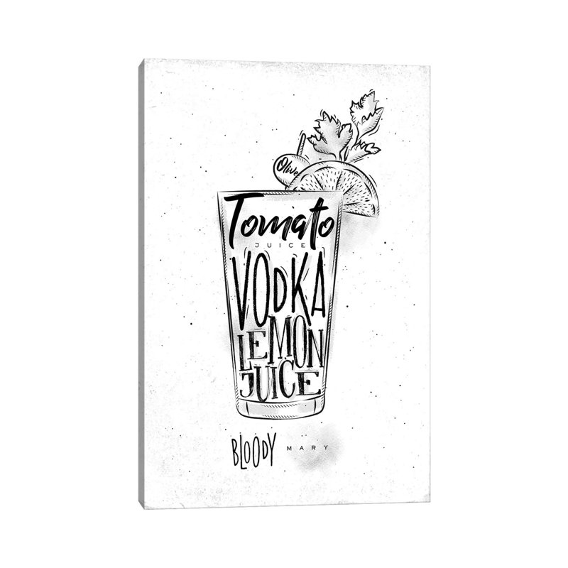 Bloody Mary Cocktail White Background by Pixy Paper - Gallery-Wrapped Canvas Giclée on Canvas, No Frame