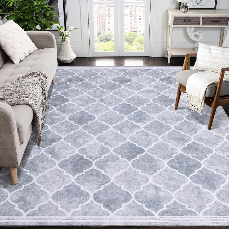 Rebbekah Washable Geometric Indoor Rug, Rectangle 8' x 10'