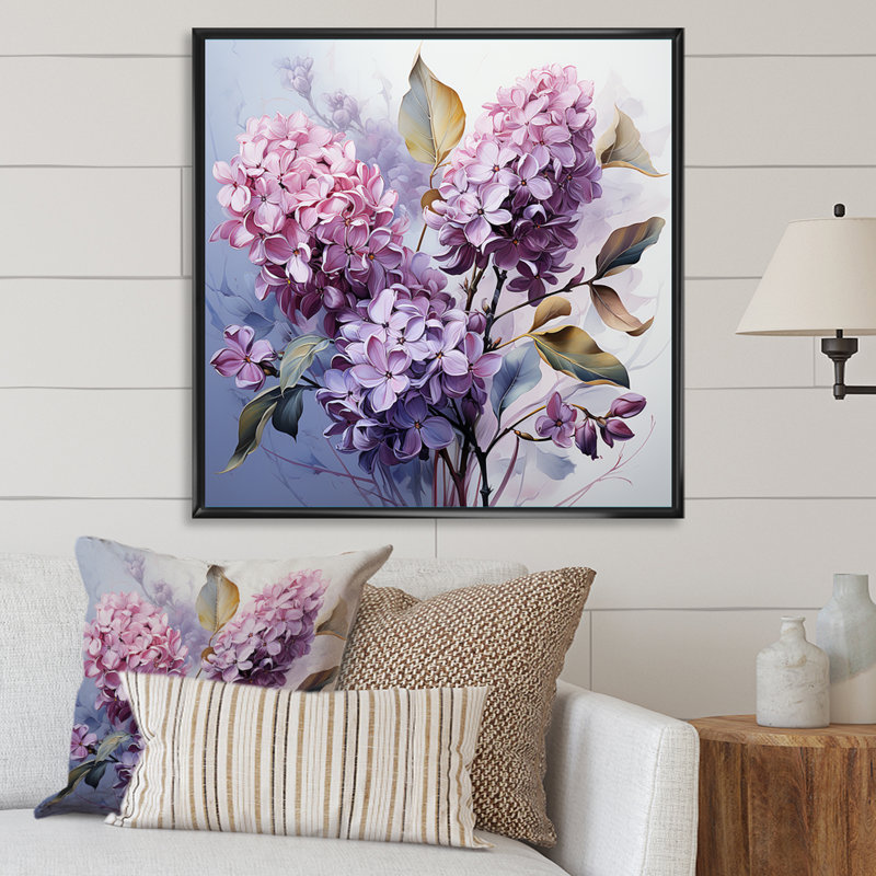 Lilas, harmonie mystique sur toile, Cadre flottant noir, H 24 po x l 24 po x P 1 po