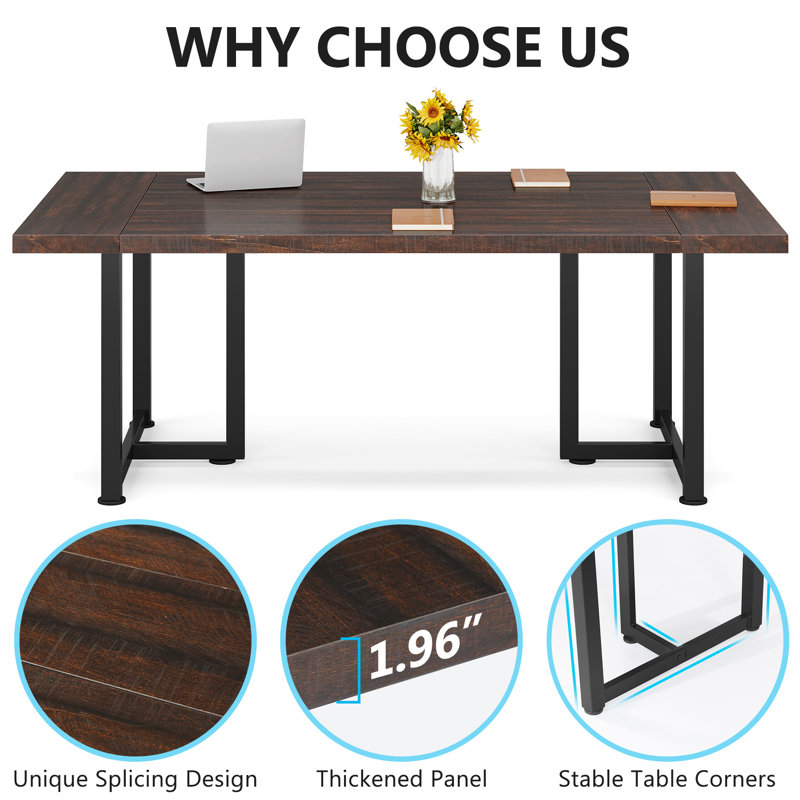 70.86'' Rectangle Conference Table, Espresso/Black