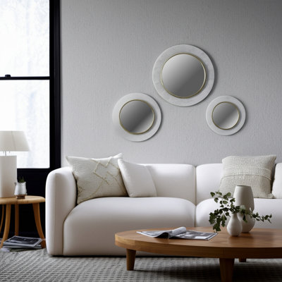 Set Of 3 12/14/18" Halcyon Abstract Mirrors, White