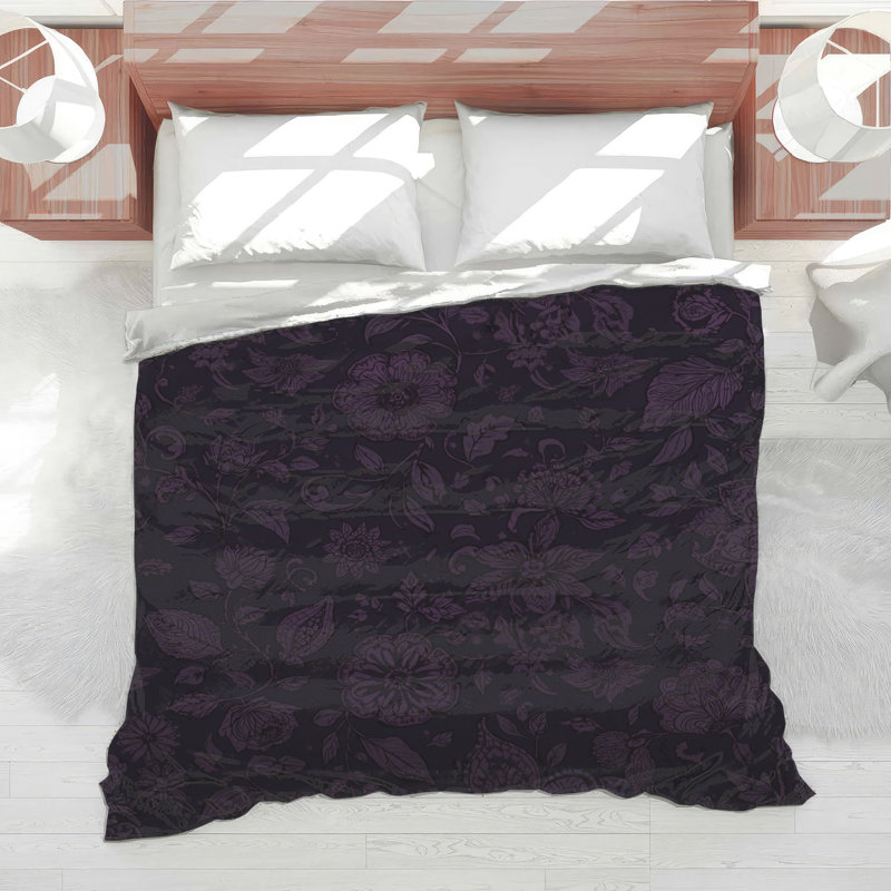Édredon à motif floral mauve, Lit simple
