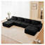 Canapé modulaire en forme de U de 153 po de couleur noire, canapé 4 places en velours côtelé avec 2 repose-pieds mobiles, aucun assemblage requis-1172500034-1172500040