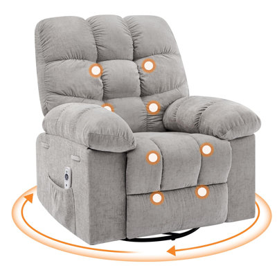 Oversized Rocking Recliner Chair with Massage and Heat, 150° Manual Reclining Sofa Chair for Living Room